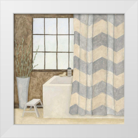 Patterned Bath II White Modern Wood Framed Art Print by Meagher, Megan
