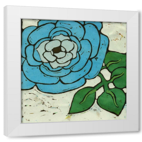 Aqau Batik Botanical III White Modern Wood Framed Art Print by Davis, Andrea