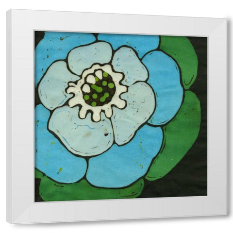 Aqua Batik Botanical V White Modern Wood Framed Art Print by Davis, Andrea