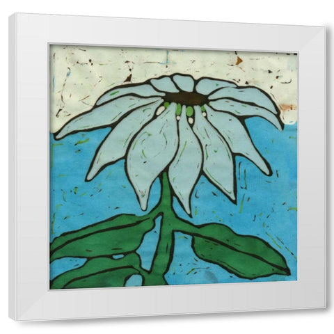 Aqua Batik Botanical VI White Modern Wood Framed Art Print by Davis, Andrea