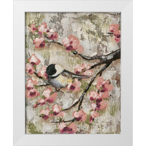 Cherry Blossom Bird II White Modern Wood Framed Art Print by Reynolds, Jade