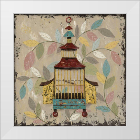 Decorative Bird Cage III White Modern Wood Framed Art Print by Reynolds, Jade