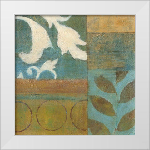 Bronze Leaf Quadrant I White Modern Wood Framed Art Print by Green-Aldridge, W.