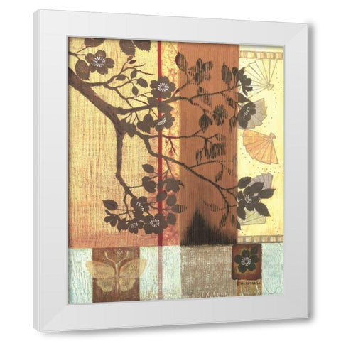 Asian Blossoming Branch White Modern Wood Framed Art Print by Russell, Wendy