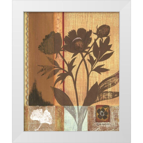 Asian Peonies White Modern Wood Framed Art Print by Russell, Wendy