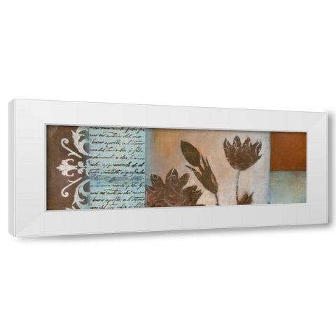 Flower Filigree Panorama I White Modern Wood Framed Art Print by Green-Aldridge, W.