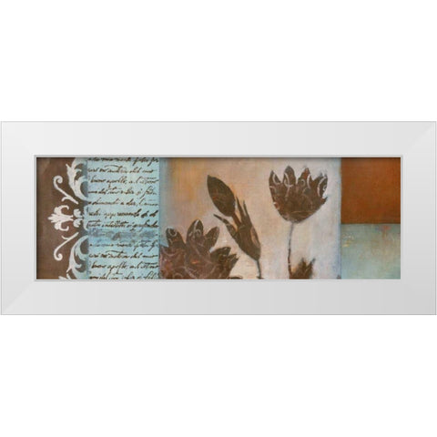 Flower Filigree Panorama I White Modern Wood Framed Art Print by Green-Aldridge, W.