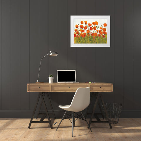 Rows of Poppies I White Modern Wood Framed Art Print by OToole, Tim