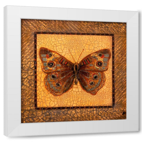 Crackled Butterfly - Buckeye White Modern Wood Framed Art Print by Russell, Wendy