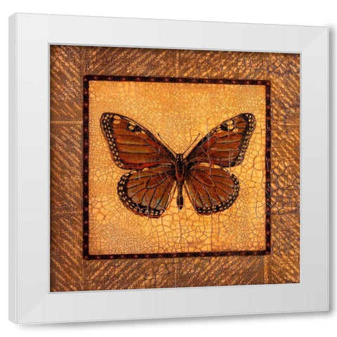 Crackled Butterfly - Monarch White Modern Wood Framed Art Print by Russell, Wendy