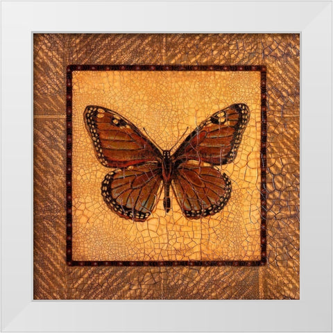 Crackled Butterfly - Monarch White Modern Wood Framed Art Print by Russell, Wendy