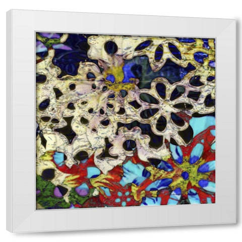 Bejeweled Woodblock I White Modern Wood Framed Art Print by Mountain, Ricki