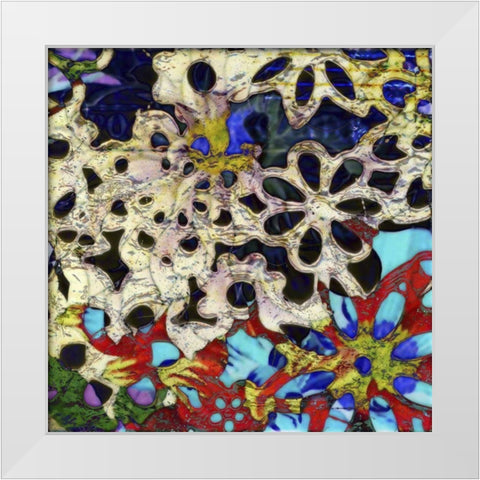 Bejeweled Woodblock I White Modern Wood Framed Art Print by Mountain, Ricki
