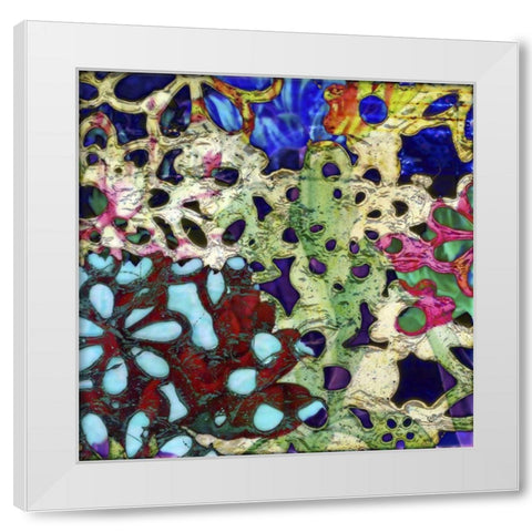 Bejeweled Woodblock II White Modern Wood Framed Art Print by Mountain, Ricki