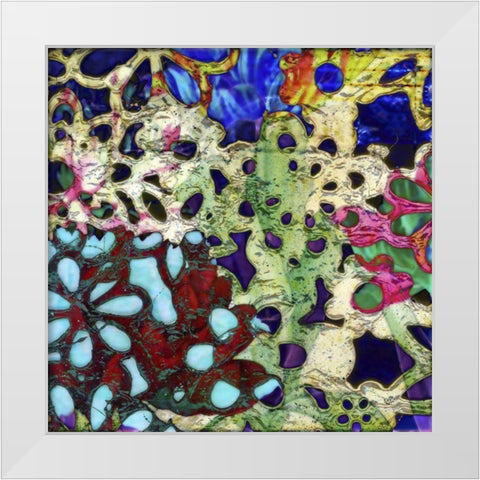 Bejeweled Woodblock II White Modern Wood Framed Art Print by Mountain, Ricki