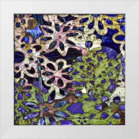Bejeweled Woodblock III White Modern Wood Framed Art Print by Mountain, Ricki