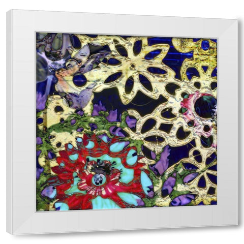 Bejeweled Woodblock IV White Modern Wood Framed Art Print by Mountain, Ricki