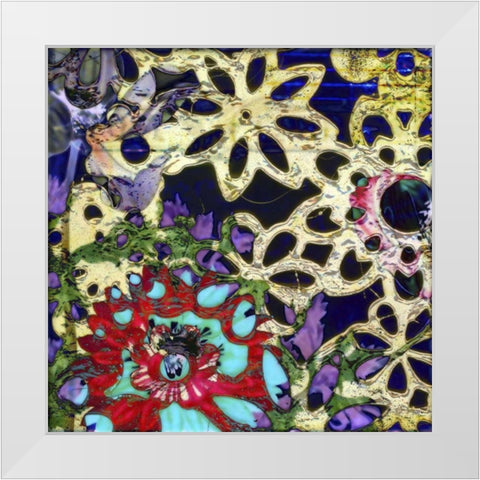 Bejeweled Woodblock IV White Modern Wood Framed Art Print by Mountain, Ricki