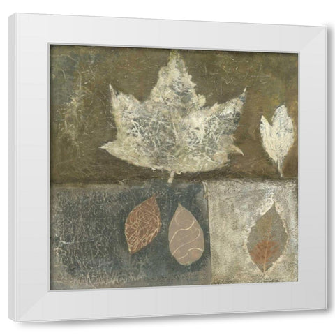 Neutral Leaves I White Modern Wood Framed Art Print by Ray, Elena