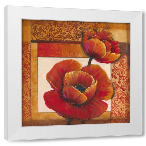 Poppy Pattern I White Modern Wood Framed Art Print by OToole, Tim