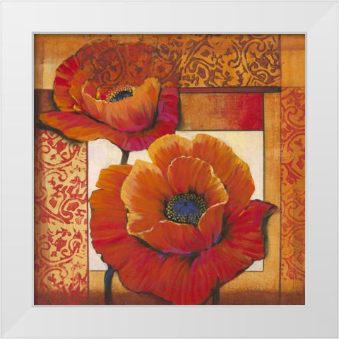 Poppy Pattern II White Modern Wood Framed Art Print by OToole, Tim