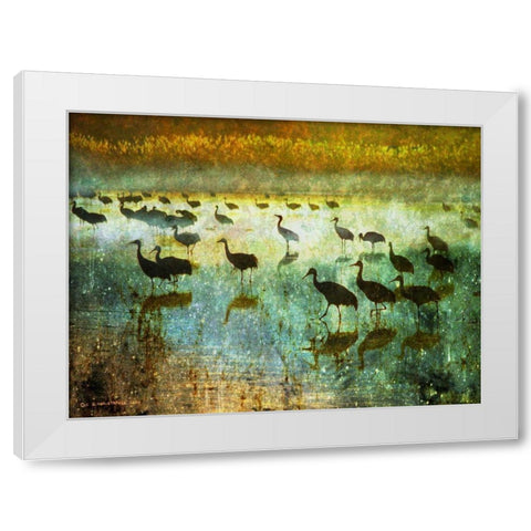 Cranes in Mist I White Modern Wood Framed Art Print by Vest, Chris