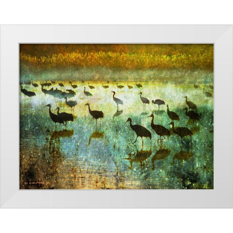 Cranes in Mist I White Modern Wood Framed Art Print by Vest, Chris