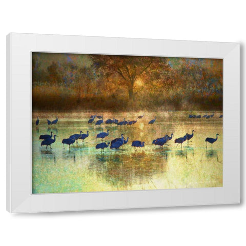 Cranes in Mist II White Modern Wood Framed Art Print by Vest, Chris