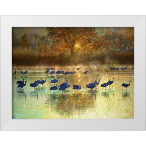 Cranes in Mist II White Modern Wood Framed Art Print by Vest, Chris