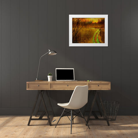Woodblock Stream II White Modern Wood Framed Art Print by Vest, Chris