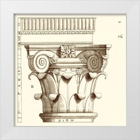 Corinthian Detail I White Modern Wood Framed Art Print by Vision Studio