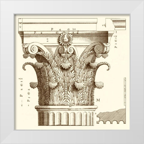 Corinthian Detail II White Modern Wood Framed Art Print by Vision Studio