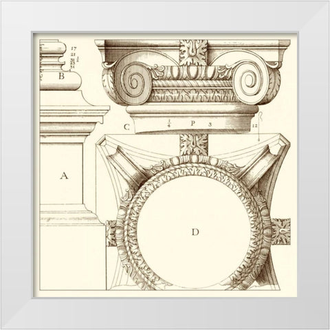 Corinthian Detail IV White Modern Wood Framed Art Print by Vision Studio