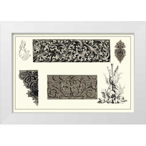 Baroque Details V White Modern Wood Framed Art Print by Vision Studio