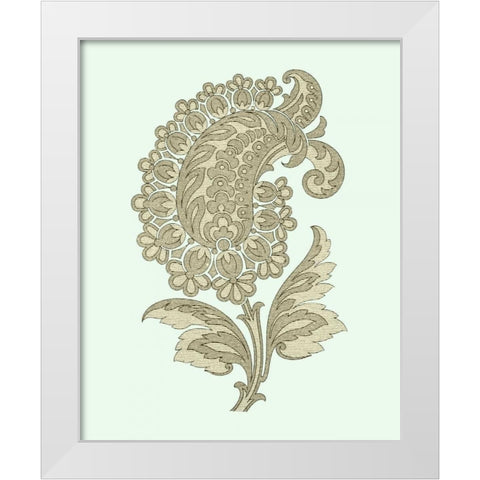 Celadon Floral Motif II White Modern Wood Framed Art Print by Vision Studio