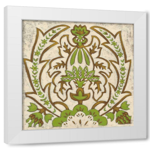 Lotus Tapestry II White Modern Wood Framed Art Print by Zarris, Chariklia