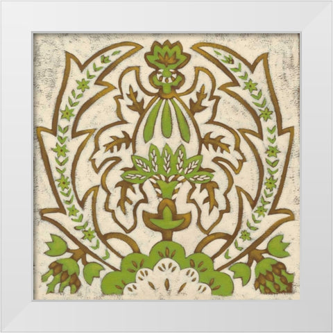 Lotus Tapestry II White Modern Wood Framed Art Print by Zarris, Chariklia