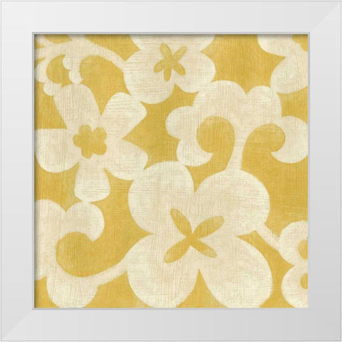 Suzani Silhouette in Yellow II White Modern Wood Framed Art Print by Zarris, Chariklia