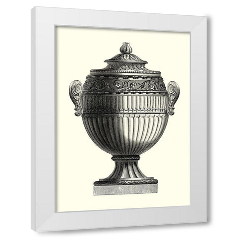 Mini BW Empire Urn II - ZHC White Modern Wood Framed Art Print by Vision Studio