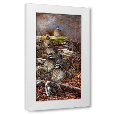 Quail Trail White Modern Wood Framed Art Print by Mock, Carolyn