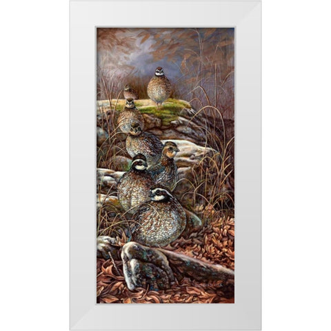 Quail Trail White Modern Wood Framed Art Print by Mock, Carolyn