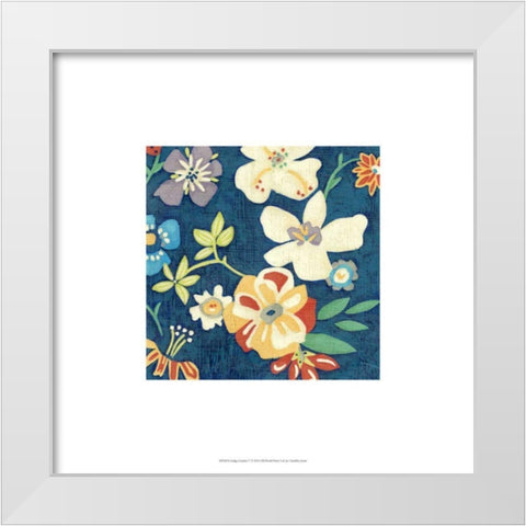 Indigo Garden V White Modern Wood Framed Art Print by Zarris, Chariklia