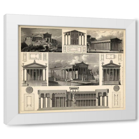 Antique City Plan I White Modern Wood Framed Art Print by Vision Studio