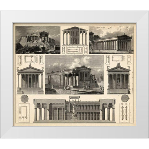 Antique City Plan I White Modern Wood Framed Art Print by Vision Studio