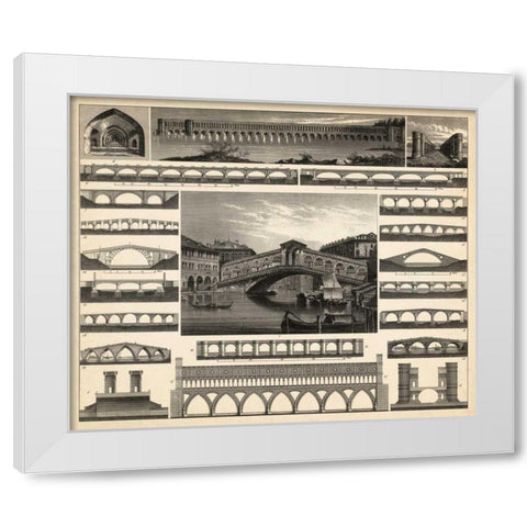 Antique City Plan II White Modern Wood Framed Art Print by Vision Studio