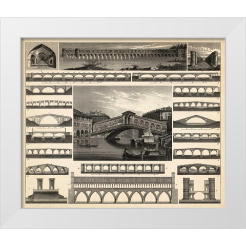 Antique City Plan II White Modern Wood Framed Art Print by Vision Studio