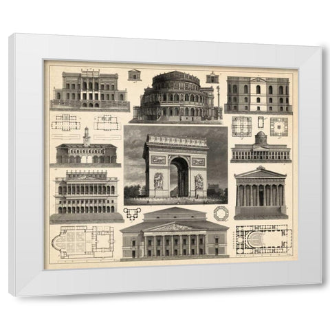 Antique City Plan IV White Modern Wood Framed Art Print by Vision Studio