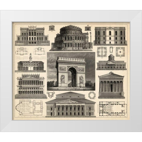 Antique City Plan IV White Modern Wood Framed Art Print by Vision Studio
