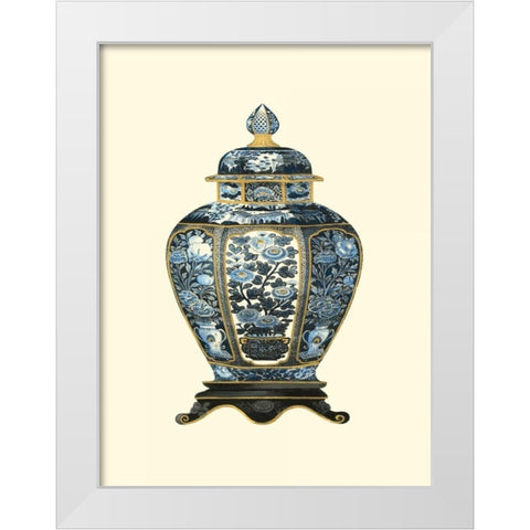 Blue Porcelain Vase I White Modern Wood Framed Art Print by Vision Studio
