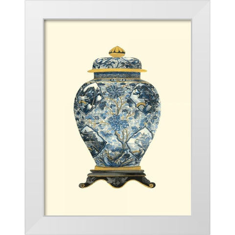 Blue Porcelain Vase II White Modern Wood Framed Art Print by Vision Studio